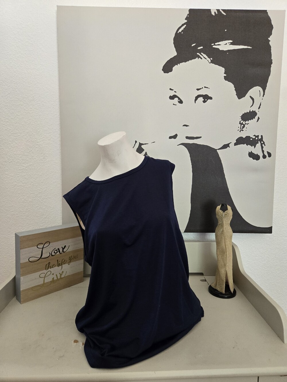 NWT Womens Coofandy Classic Women's Navy Sleeveless Top Size Medium